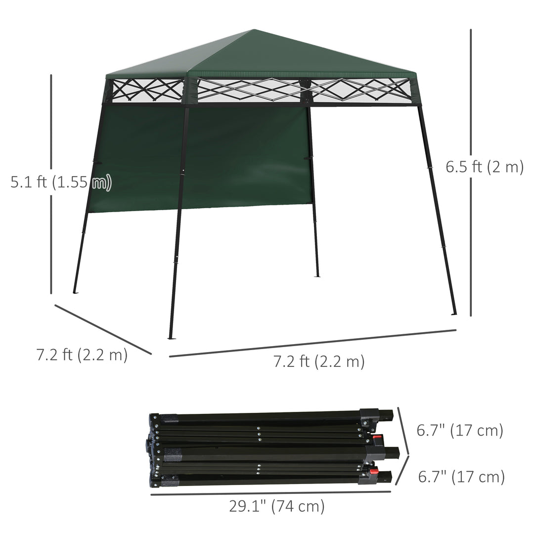 Outsunny 7' x 7' Pop Up Canopy Gazebo Tent with Backpack & Adjustable Legs, Green