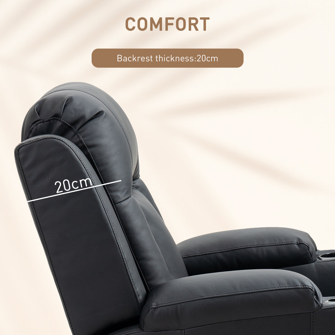HOMCOM Swivel Massage Recliner Chair Rocker, Overstuffed Manual Reclining Sofa, PU Leather Rocking Chair with Side Pockets, Cup Holders, for Living Room, Nursery, Brown
