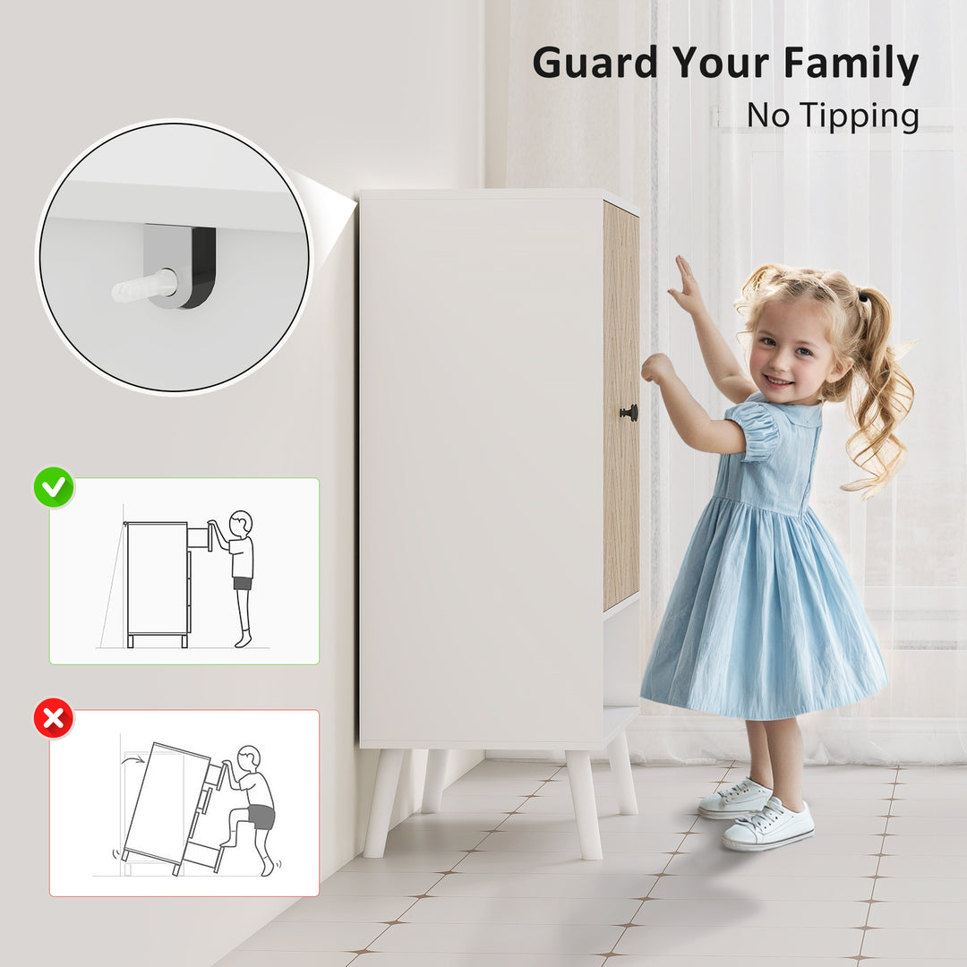 HOMCOM Shoe Storage Cabinet, 5-Tier Shoe Rack Cabinet with Doors, Adjustable Shelves, 15 Pairs, for Entryway, Natural Tone