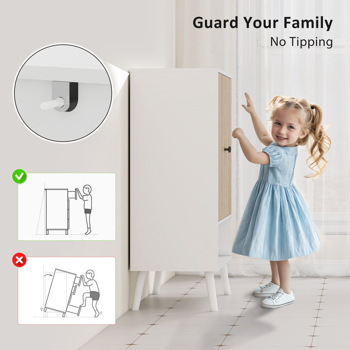 HOMCOM Shoe Storage Cabinet, 5-Tier Shoe Rack Cabinet with Doors, Adjustable Shelves, 15 Pairs, for Entryway, Natural Tone