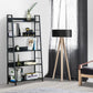 HOMCOM Modern Bookshelf Storage with 5-Tier Wide Shelving, Metal Frame, Wooden Bookcase for Living Room Library Home Furniture, Black