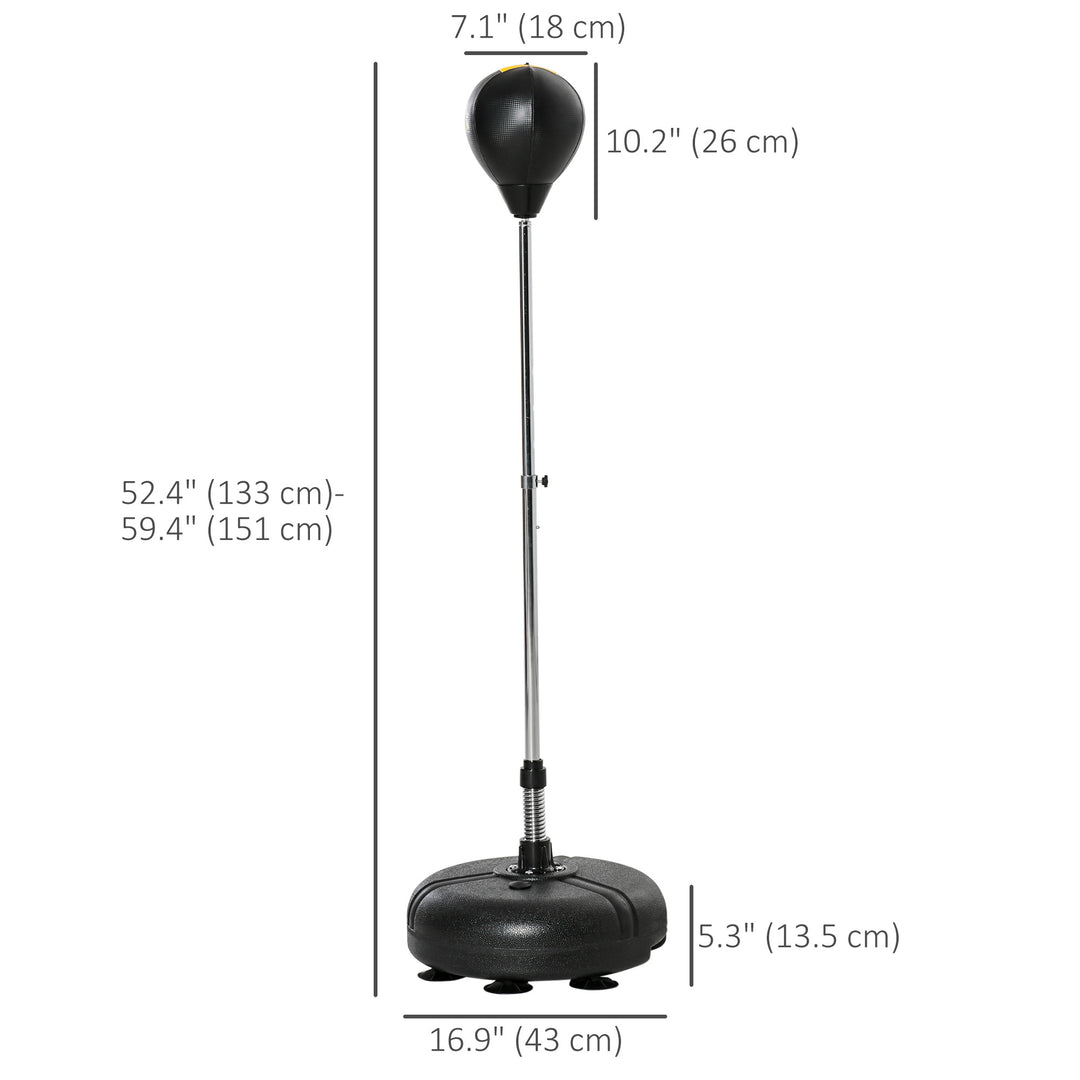 Soozier Reflex Bag with Stand, Freestanding Punching Bag Set with Speedball and Gloves, 52.4" -59.4" Adjustable Height for Home Gym Training