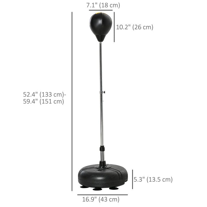 Soozier Reflex Bag with Stand, Freestanding Punching Bag Set with Speedball and Gloves, 52.4" -59.4" Adjustable Height for Home Gym Training