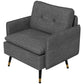 HOMCOM Modern Armchair, Upholstered Accent Chair with Tufted Back Cushion and Steel Legs for Living Room, Bedroom, Grey