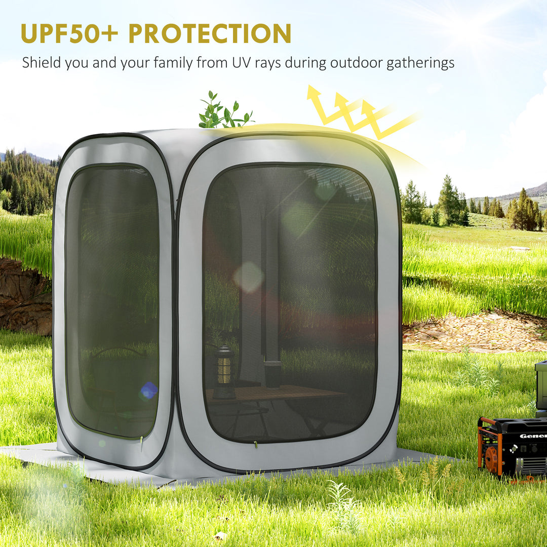 Outsunny 6 x 6ft Pop Up Screen Tent, UPF50+ Portable Camping Gazebo Screen House with Carry Bag, Light Grey