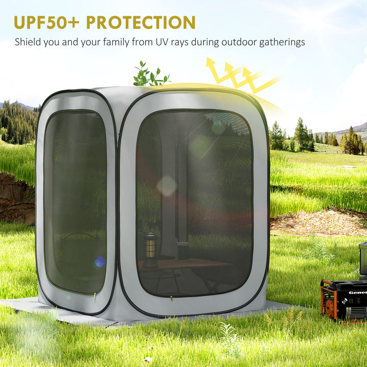 Outsunny 6 x 6ft Pop Up Screen Tent, UPF50+ Portable Camping Gazebo Screen House with Carry Bag, Light Grey
