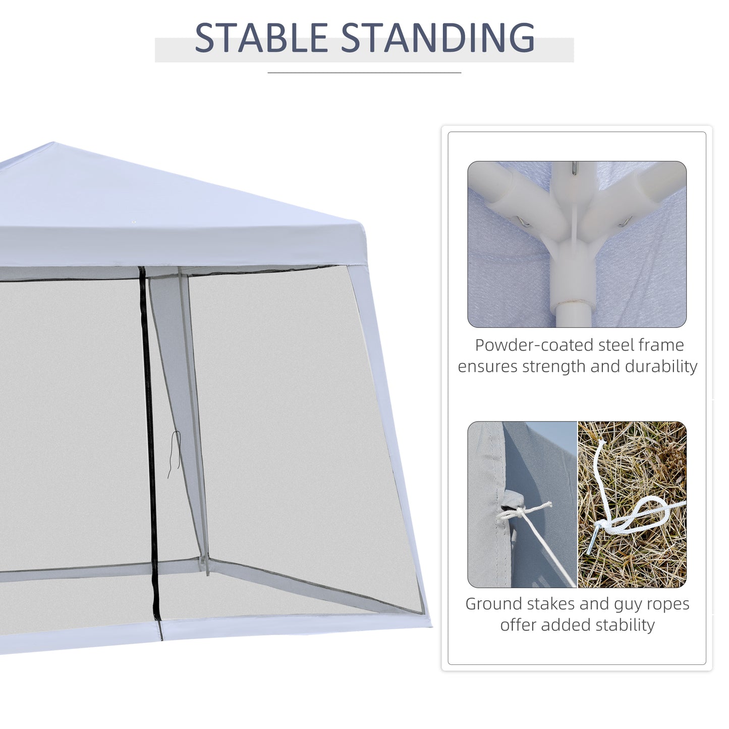 Outsunny 10x10ft Gazebo Tent with Netting Patio Canopy Outdoor Party Activity Sun Shade Garden Sun Shelter, Grey