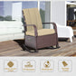 Outsunny Outdoor Wicker Rocking Chair with Cushion, Patio PE Rattan Recliner Chair with Adjustable Footrest, Armrests, Dark Blue