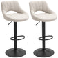 HOMCOM Bar Stools Set of 2, Swivel Counter Height Barstools with Adjustable Height, Linen Upholstered Bar Chairs with Round Metal Base and Footrest, Blue