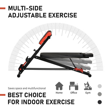 Soozier Adjustable Weight Bench Roman Chair Exercise Training Multi-Functional Hyper Extension Bench Dumbbell Bench Ab Sit up Decline Flat Black and Red