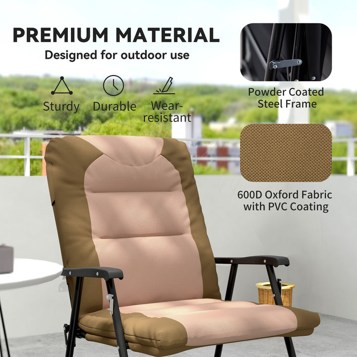 Outsunny Folding Rocking Chair Set of 2 Padded Rockers with Armrest, Navy Blue