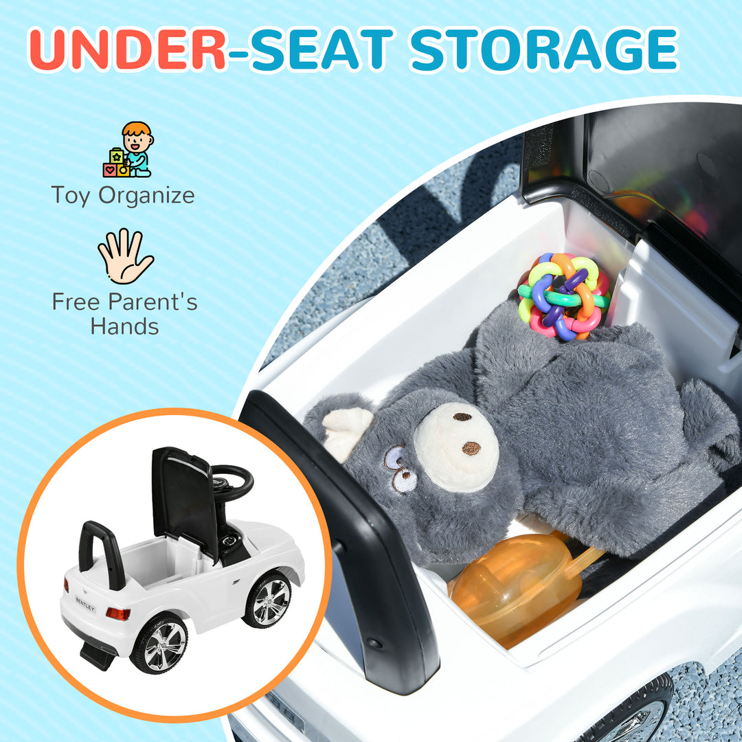 Qaba Bentley Bentayga Licensed Baby Car Foot To Floor with Horn Music, Under-Seat Storage, for 18-36 Months, White