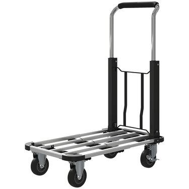 HOMCOM 330 lbs Heavy Duty Hand Truck, Folding Trolley, Dolly with Adjustable Handle and Extendable Platform, Silver and Black