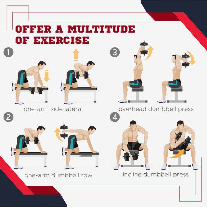 Soozier Adjustable 2 x 22lbs Weight Dumbbell Set for Weight Fitness Training Exercise Fitness Home Gym Equipment, Black (Pair)