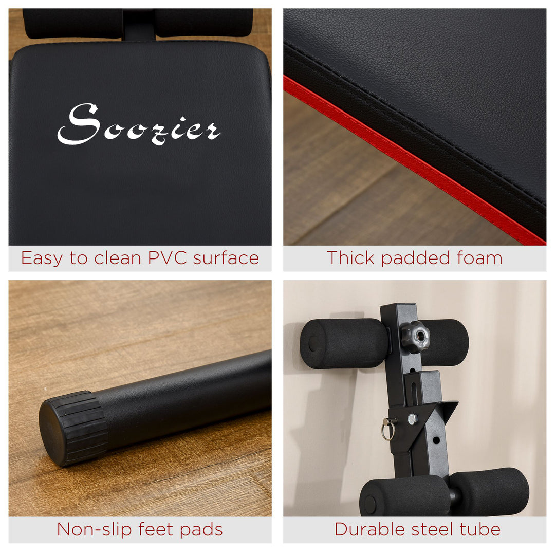 Soozier Sit Up Bench Core Workout Adjustable Thigh Support Foldable For Home Gym Exercise Black