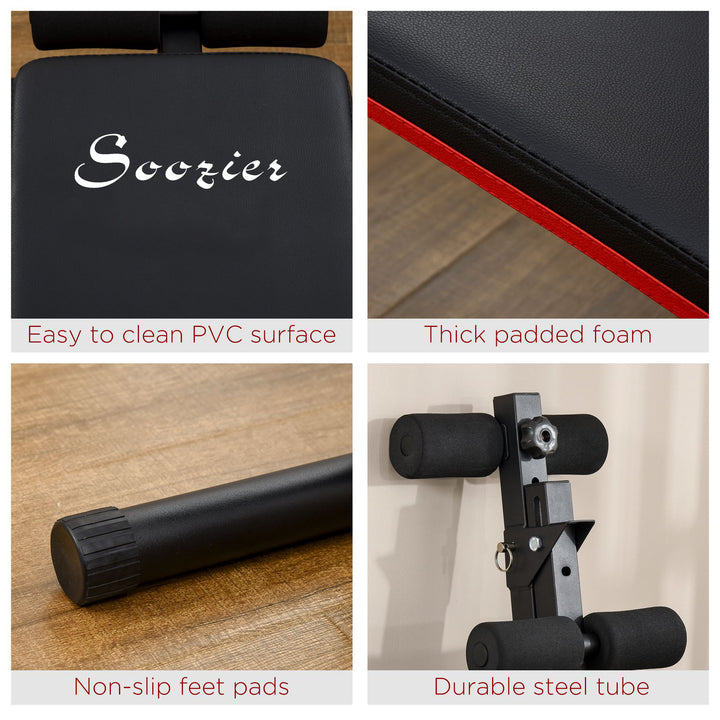 Soozier Sit Up Bench Core Workout Adjustable Thigh Support Foldable For Home Gym Exercise Black