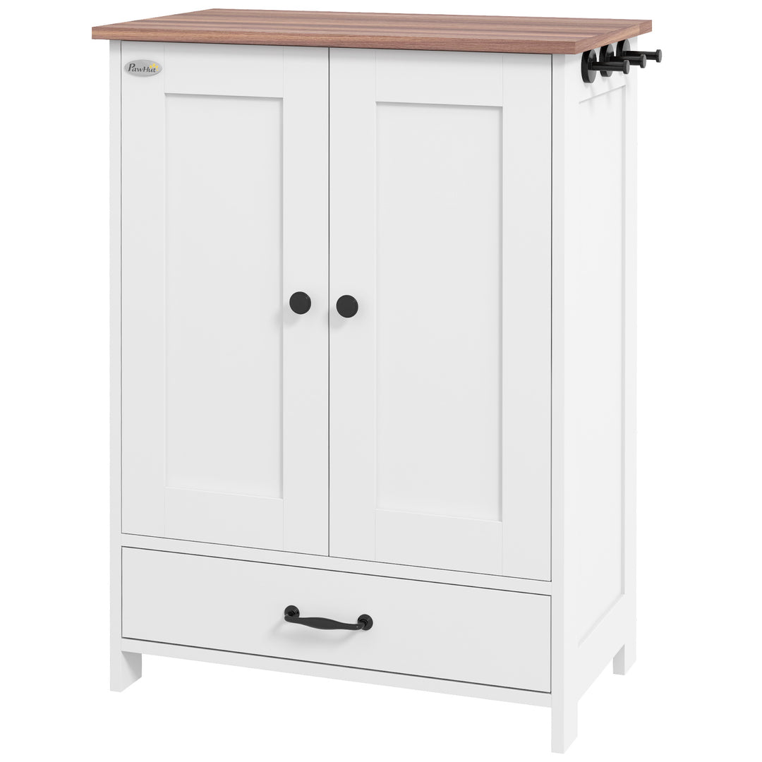 PawHut Pet Food Storage Container Dog Feeding Station w/ Adjustable Panel, Hooks, for Medium Sized Dogs, Black