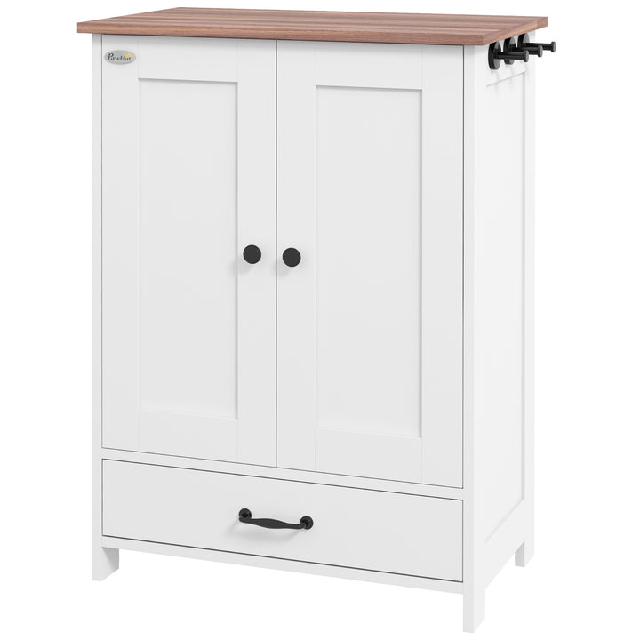 PawHut Pet Food Storage Container Dog Feeding Station w/ Adjustable Panel, Hooks, for Medium Sized Dogs, Black