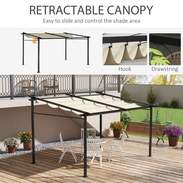 Outsunny Metal Pergola with Sliding Roof Canopy, Retractable Pergola Canopy, 10' x 13', Beige