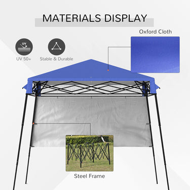 Outsunny 7' x 7' Garden Foldable Pop Up Gazebo Tent with Backpack & Adjustable Legs Outdoor Party Canopy, Blue & Black