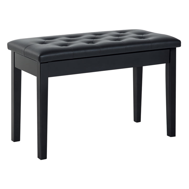 HOMCOM 30" Piano Bench with Padded Cushion and Storage, Faux Leather Keyboard Bench with Solid Wood Legs, Black