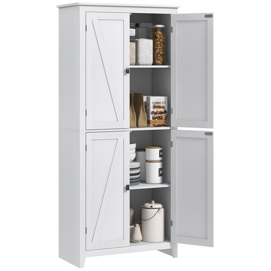 HOMCOM 72" Freestanding Storage Cabinet, Kitchen Pantry Cabinet with Doors and Shelves for Dining Room, White