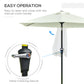 Outsunny Patio Sun Umbrella, Outdoor Parasol with 6 Ribs, Cream White