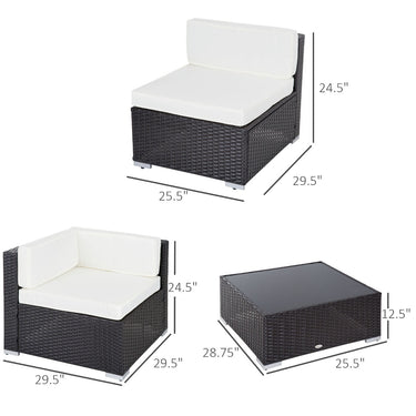 Outsunny 7Pcs Outdoor Rattan Wicker Sofa Patio Sectional Furniture Set w/ Coffee Table Cushioned Seat Garden w/ Cushion