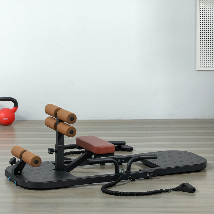 Soozier Foldable Sissy Squat Machine, Hip Thrust Machine with Push Up Stand, Multipurpose Glute Workout Equipment