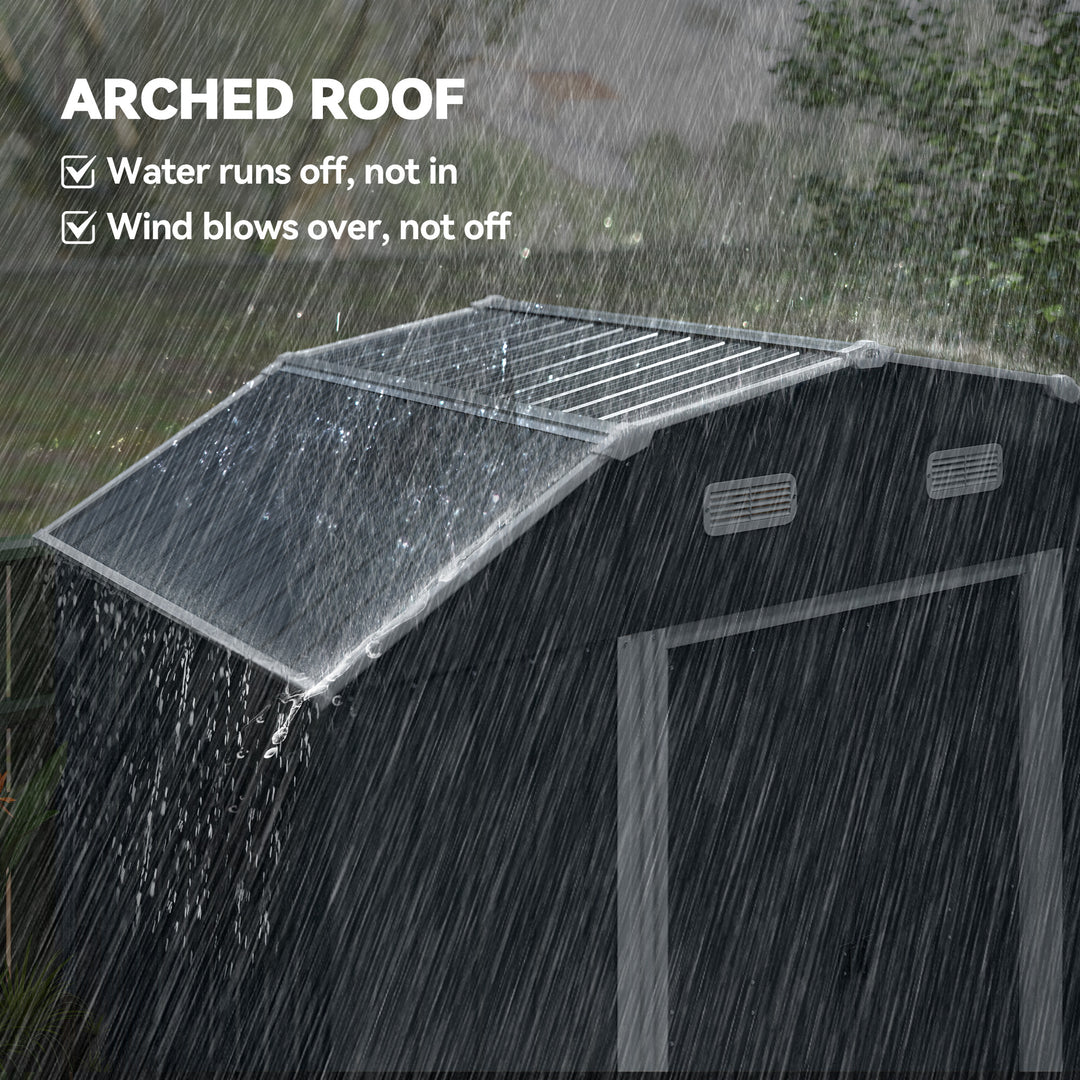 Outsunny 8' x 4' Galvanized Outdoor Storage Shed, Garden Shed with Adjustable Shelves, Double Sliding Doors and Vents