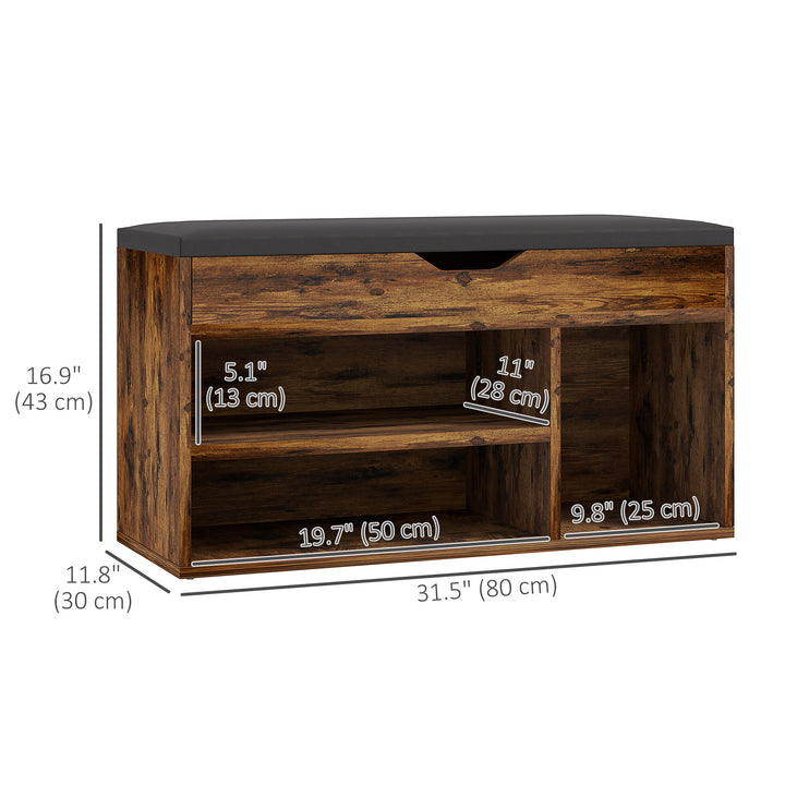 HOMCOM Shoe Bench Entryway Storage Rack with Padded Cushion, Hidden Storage for Hallway, Living Room, Black