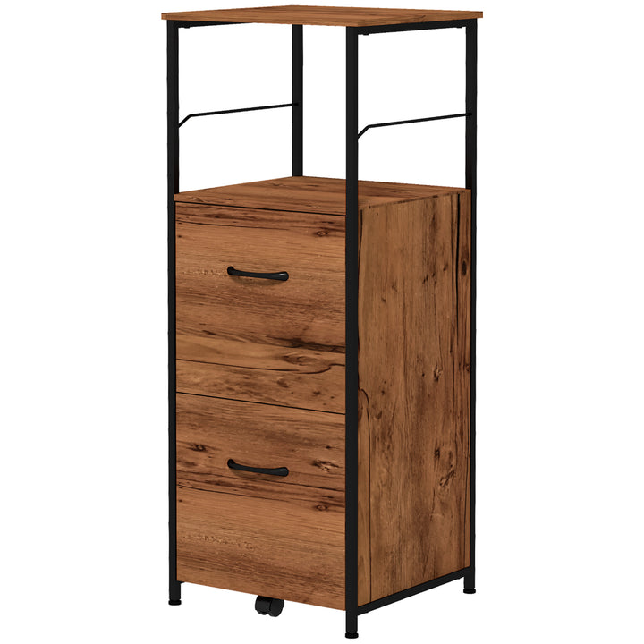 Vinsetto Vertical Filing Cabinet, Tall File Cabinet with 2 Drawers, Hanging Bars for Letter and A4 Size, Rustic Brown