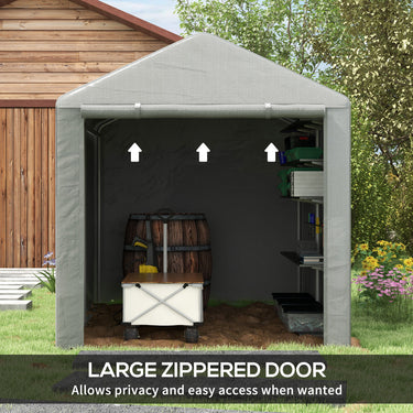 Outsunny Portable Bicycle Shed with Galvanised Steel Frame and Large Door, Waterproof Outdoor Shed for Garden Tools, Dark Grey