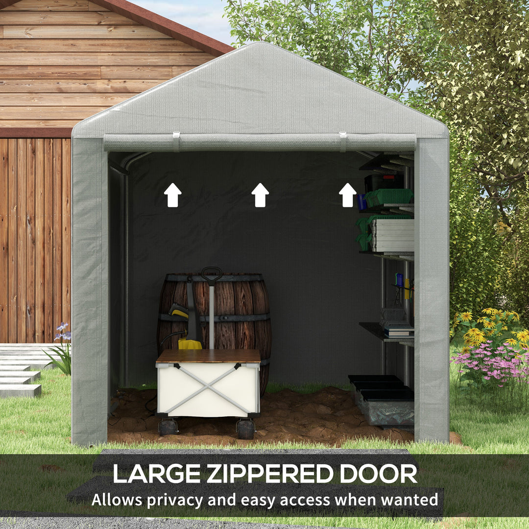 Outsunny Portable Bicycle Shed with Galvanised Steel Frame and Large Door, Waterproof Outdoor Shed for Garden Tools, Dark Grey