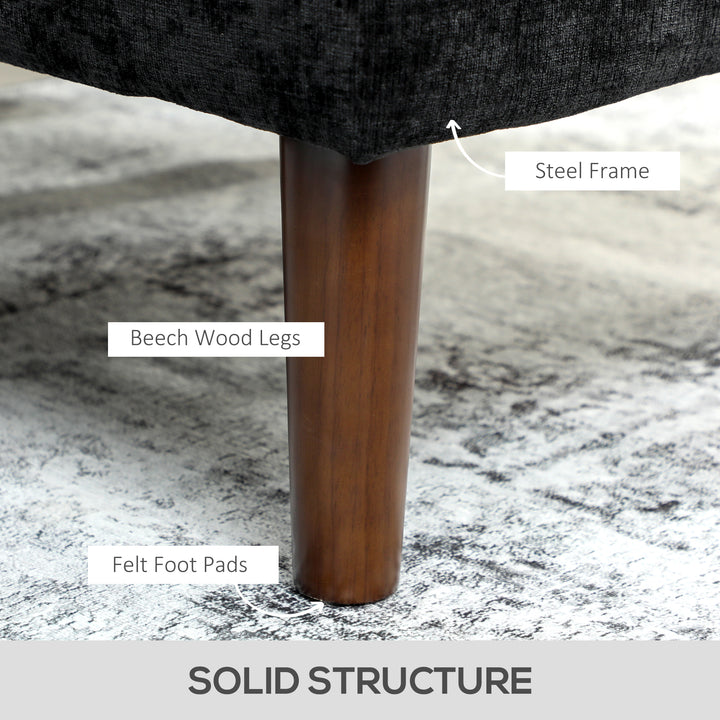 HOMCOM L Shape Sofa, Modern Sectional Couch with Changeable Chaise Lounge, Wooden Legs, Corner Sofa for Living Room, Black