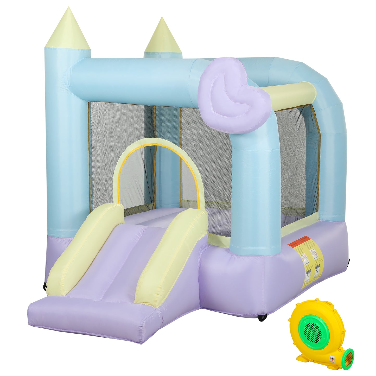 Qaba Bouncy Castle for Kids with 550W Blower, Water Slide, 2 Splash Pools, Basketball Hoop, Dart Board,12.6' x 9.5' x 5.9'