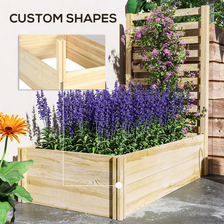 Outsunny Wood Planter Box with Trellis for Climbing Plants, Raised Garden Bed for Outdoor Flowers Herbs, 91"x24"x43", Natural