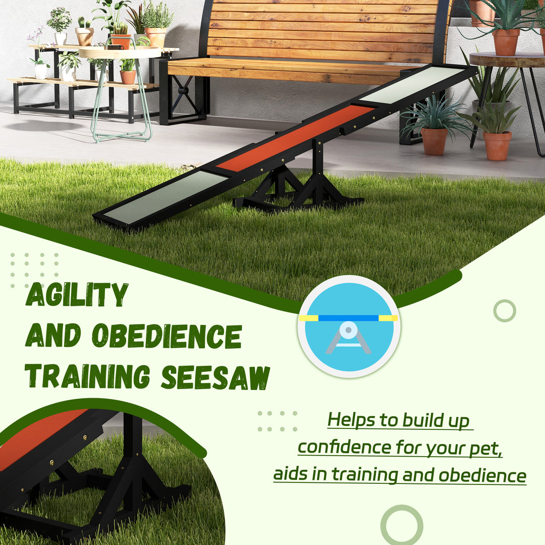 PawHut Wood Pet Seesaw Platform Dog Agility Training Equipment Run Game Toy Weather Resistant Pet Supplies Natural
