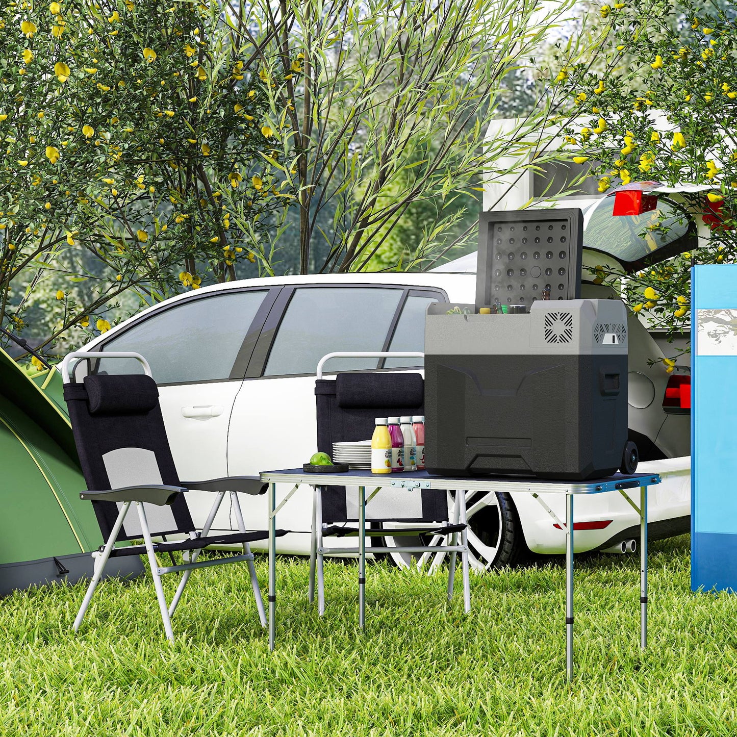Outsunny 50 Liter Car Refrigerator Portable Freezer 12/24V Electric Cooler Box for Camping, Travel, Picnic, Down to -20â„ƒ