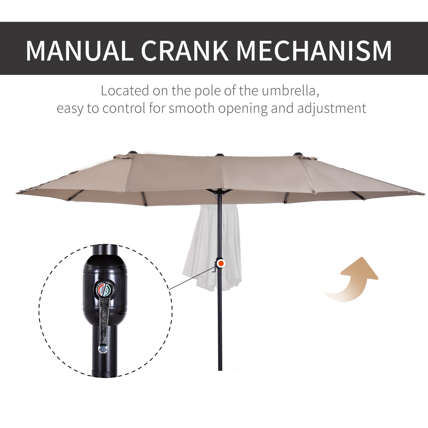 Outsunny 15ft Double-sided Patio Umbrella with Twin Canopy, Extra Large Outdoor Parasol with Crank for Pool, Deck, Market, Blue