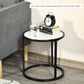 HOMCOM Round Nesting Coffee Table Set of 2, Stacking Modern Accent Tables with Faux Marble Tabletop and Metal Frame for Living Room, Black