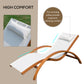 Outsunny Outdoor Wood Sling Chaise Lounge Reclining Garden Mesh Lounger Patio Chair with Headrest Cream