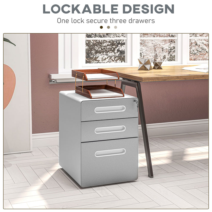 Vinsetto Lockable File Cabinet, Steel Filing Cabinet on Wheels for Legal, A4, Letter Size, Home Office