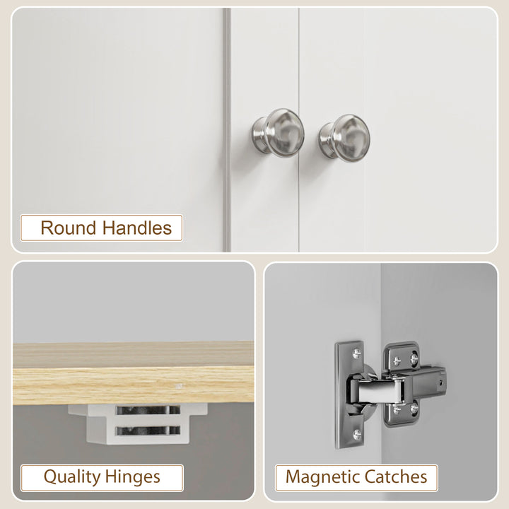 HOMCOM 72" Tall Pantry Cabinet, Kitchen Pantry Cabinet with Adjustable Shelves, Storage Cabinet with 4 Doors, White