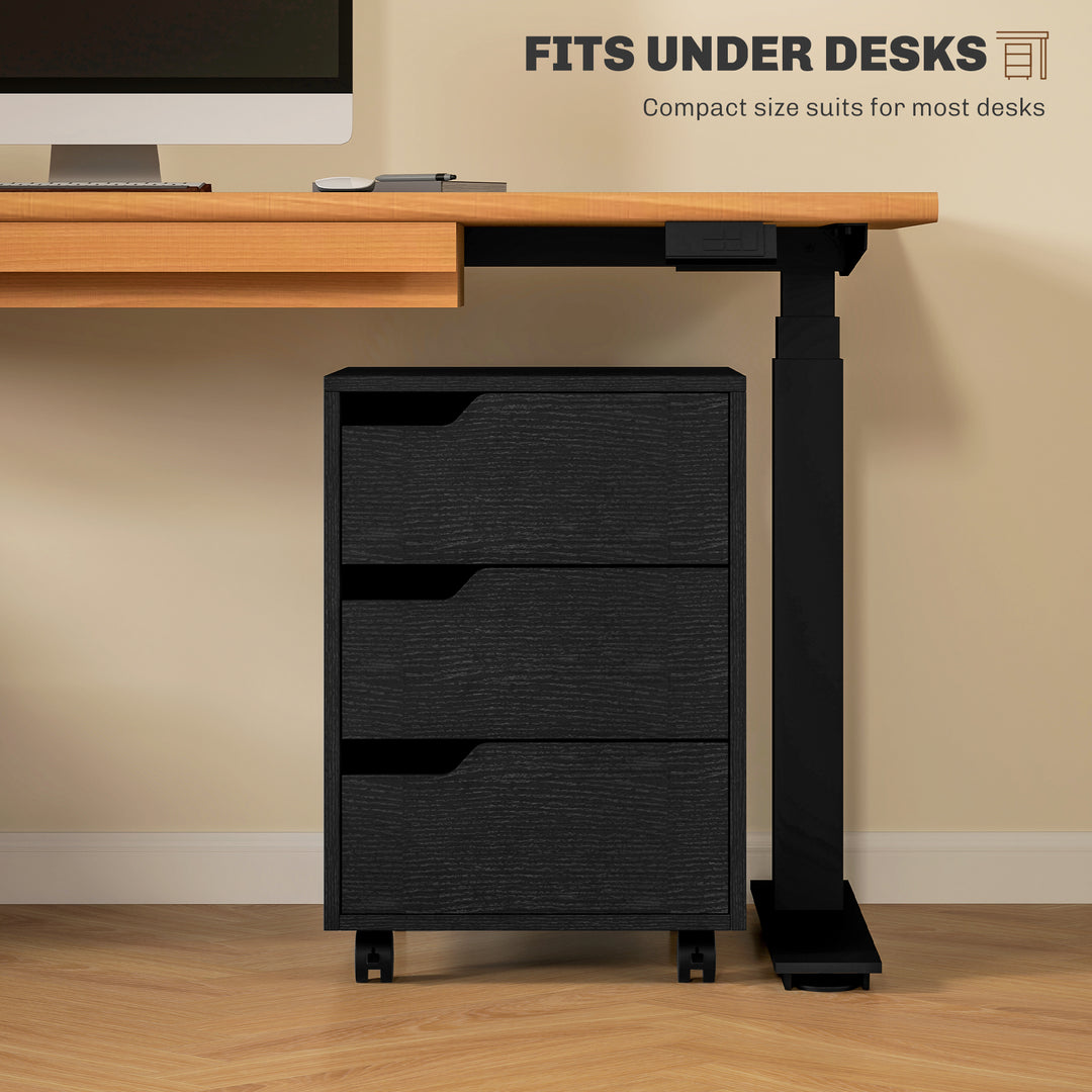 HOMCOM 3 Drawer File Cabinet, Mobile Vertical Filing Cabinet with Wheels, Printer Stand with Storage for Home Office, White