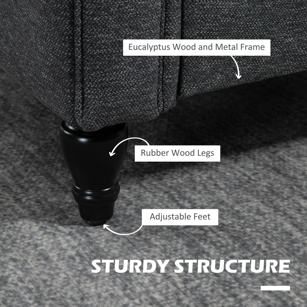 HOMCOM Vintage Armchair, Upholstered Accent Chair with Rolled Arms, Gourd-Shaped Rubber Wood Legs, Light Grey