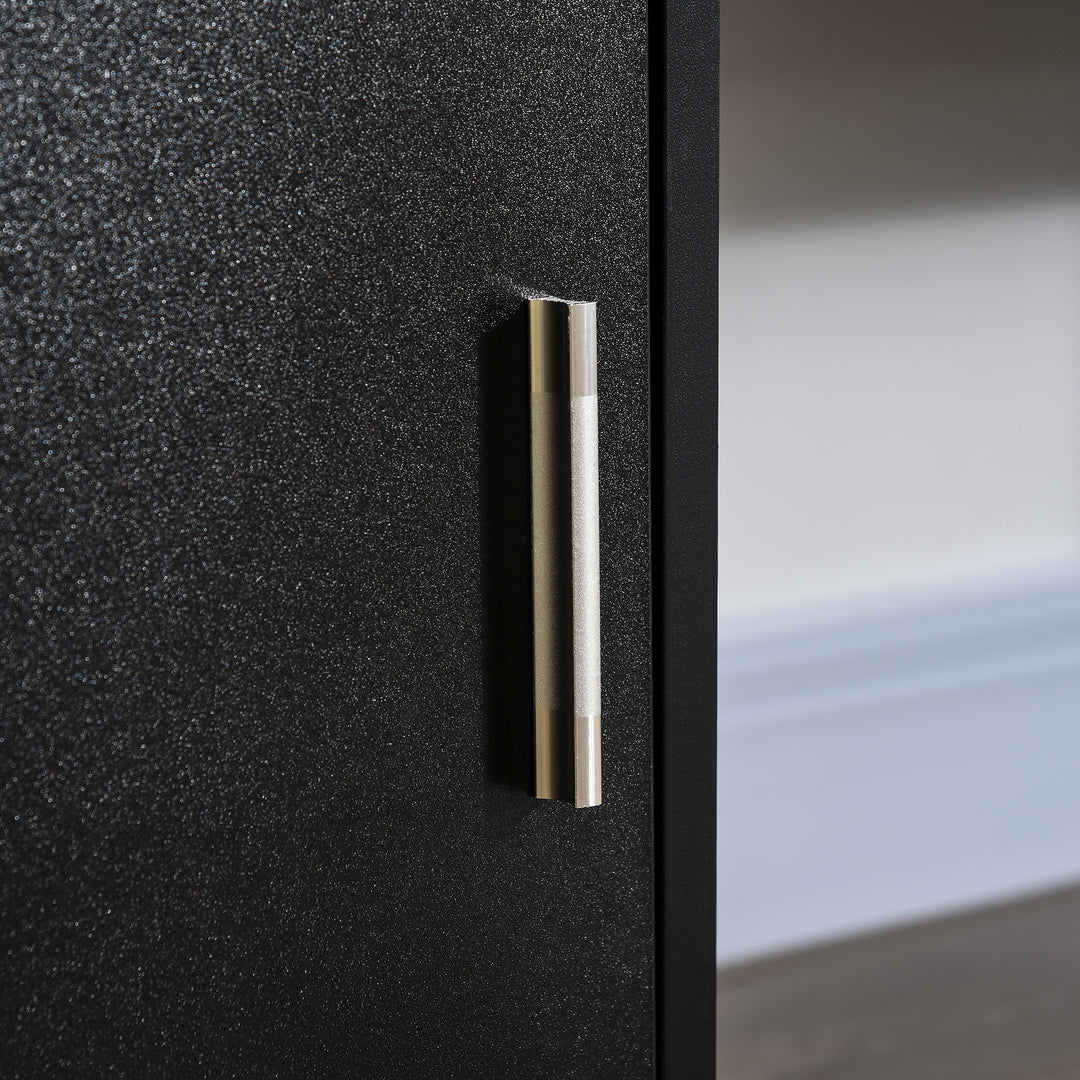 HOMCOM 57" Computer Desk with Drawers, Home Office Desk with Keyboard Tray, Open Shelves and Lockable Drawer, Writing Workstation for Study, Black