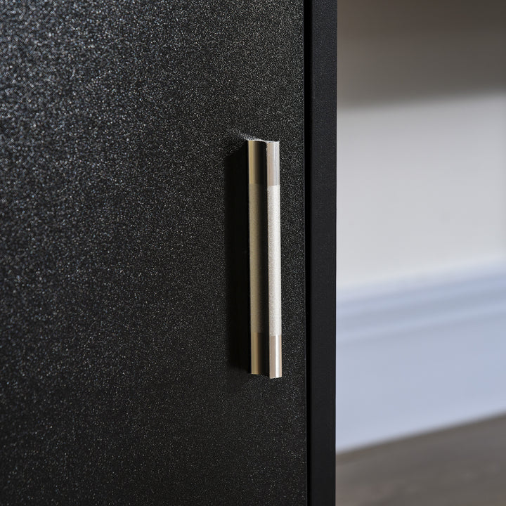 HOMCOM 57" Computer Desk with Drawers, Home Office Desk with Keyboard Tray, Open Shelves and Lockable Drawer, Writing Workstation for Study, Black