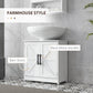HOMCOM Farmhouse Pedestal Sink Storage Cabinet, Bathroom Under Sink Cabinet with 2 Barn Doors and Adjustable Shelf, White