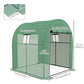 Outsunny Tunnel Greenhouse Walk-in Green House with UV-resistant PE Cover, Doors and Mesh Windows, 6' x 6' x 6.6', Green